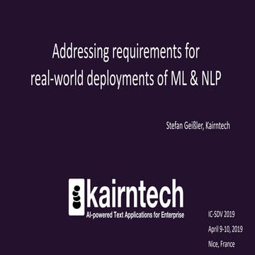 IC-SDV 2019: Down-to-earth machine learning: What you always wanted your data...