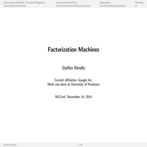 Steffen Rendle, Research Scientist, Google at MLconf SF