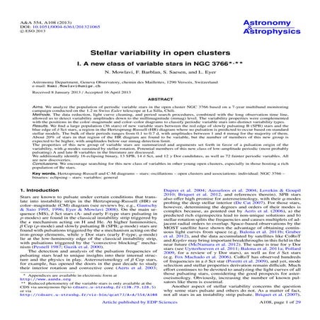Stellar variability in_open_clusters_new_class_in_ngc3766