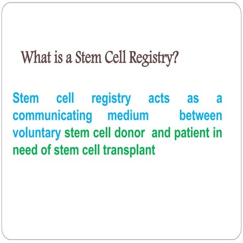 Stem cell registry