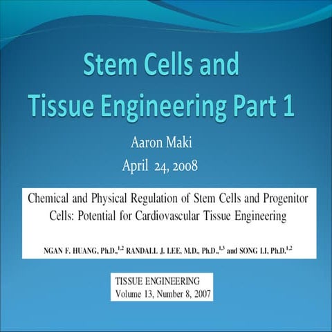 Stem cells and tissue engineering