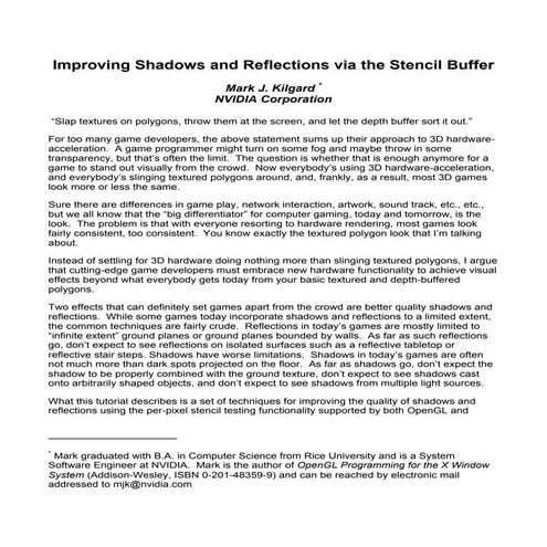 Improving Shadows and Reflections via the Stencil Buffer