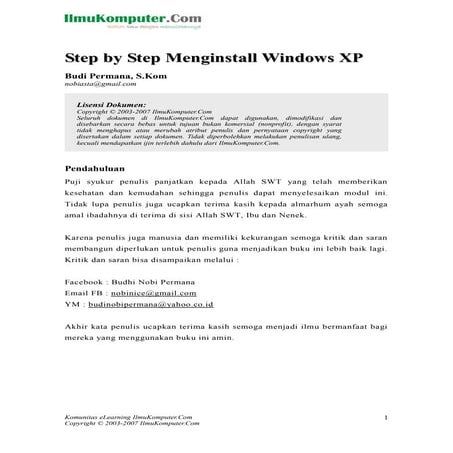 Cara instalasi windows xp | DOC