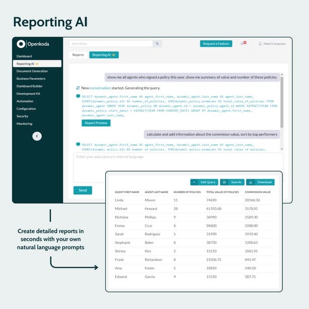 How Openkoda Reporting AI Automatically Generates SQL Querries