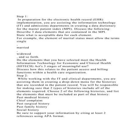Step 1 In preparation for the electronic health record (EHR) impl.docx