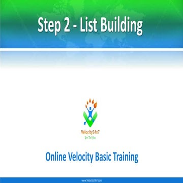 Velocity Business Basic Step 2 - List Building