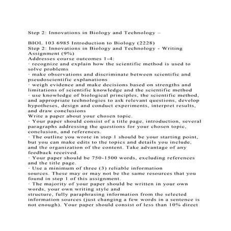 Step 2 Innovations in Biology and Technology – BIOL 103 6985 .docx