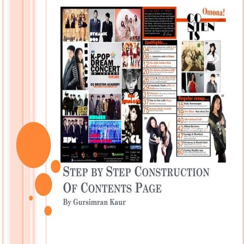 Step by step construction of contents page