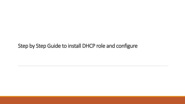 Step by step guide to install dhcp role
