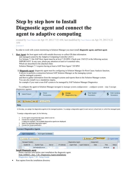 Step by step how to install diagnostic agent | DOCX
