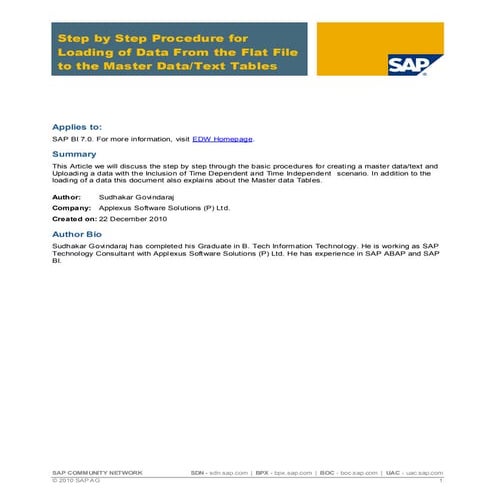 Step by step procedure for loading of data from the flat file to the ...