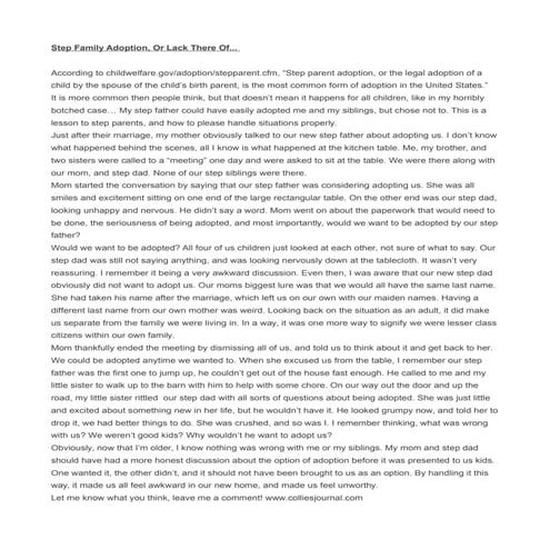 Step family adoption, or lack there of...