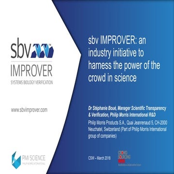 sbv IMPROVER: an industry initiative to harness the wisdom of the crowd in sc...