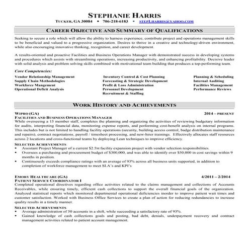 Stephanie Harris Professional CV