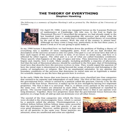 Stephen  Hawking    Theory Of  Everything