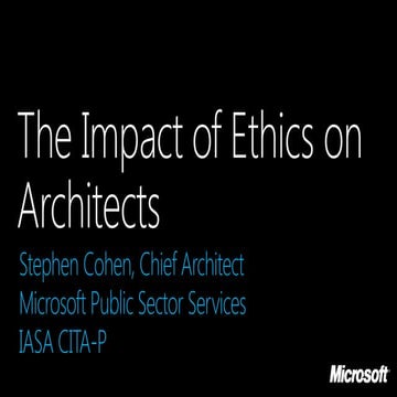Stephen Cohen - The Impact of Ethics on the Architect