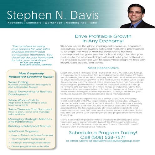 Stephen Davis Speaker's Bio