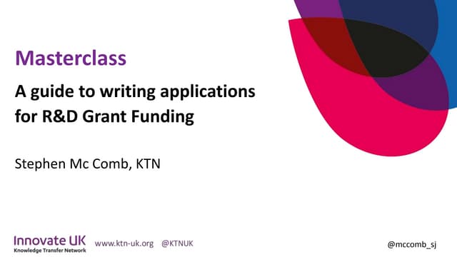 Stephen McComb - Masterclass - Funding for Innovation in Life & Health Sciences