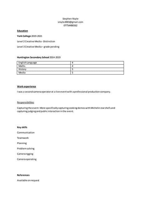 Stephen Royle CV | PDF