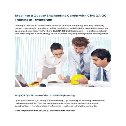 Step Into a Quality Engineering Career with Civil QA QC Training in Trivandrum.pdf