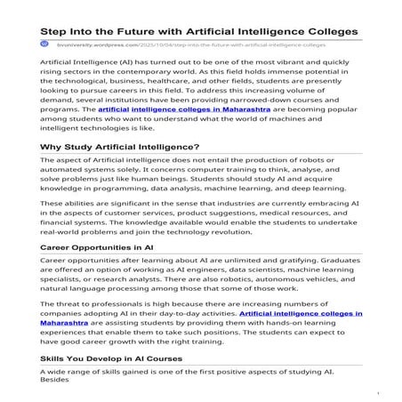 Step Into the Future with Artificial Intelligence Colleges