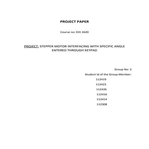 Steppert Motor Interfacing With Specific Angle Entered Through Keypad