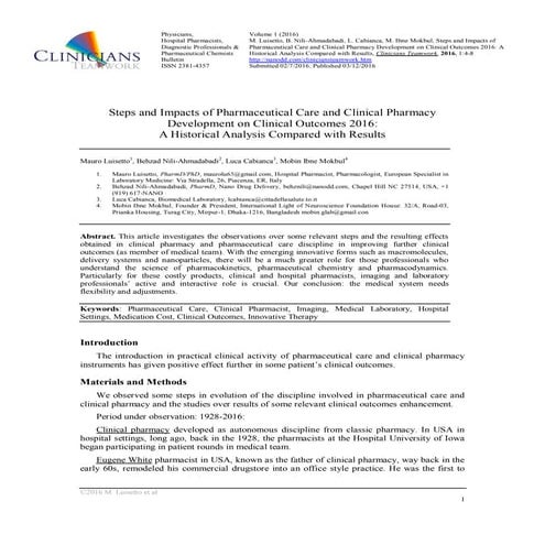 Steps and impact of pharmaceutical care and clinical pharmacy development on ...