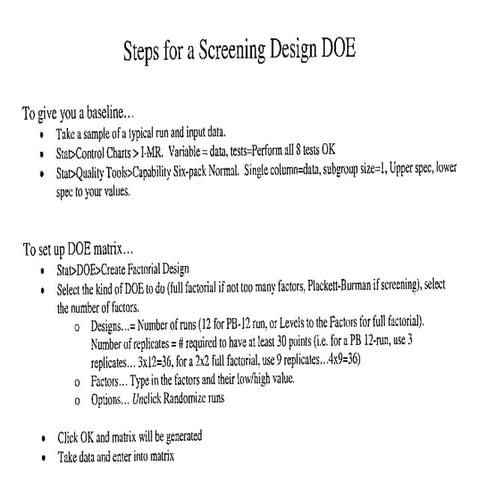 Steps For A Screening DOE | PPT