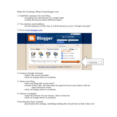 Steps for Creating a Blog using Blogger
