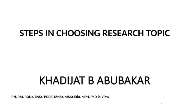 Choosing And Developing Research Topic Pptx