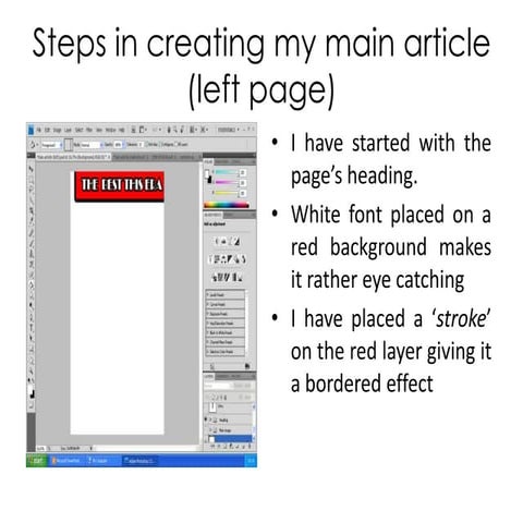 Steps in creating my main article