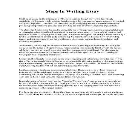 Steps In Writing Essay. Lander University