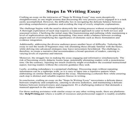 Steps In Writing Essay