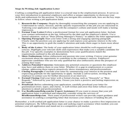 Steps In Writing Job Application Letter | PDF
