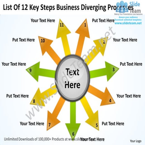 Steps new business powerpoint presentation diverging processes radial chart t...
