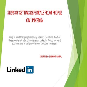 Steps of getting referrals from people on linkedln ppt