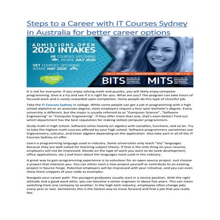 Bachelor of it Australia