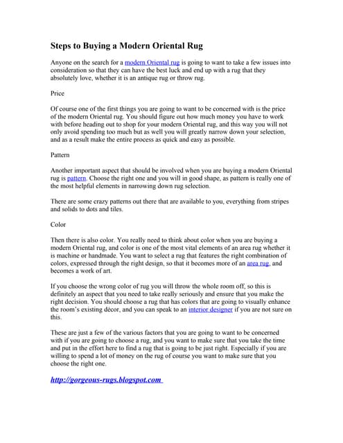 Steps To Buying A Modern Oriental Rug