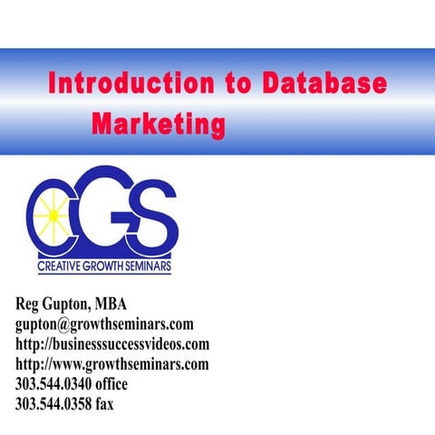 How to steps to profitably use a  database to increase sales