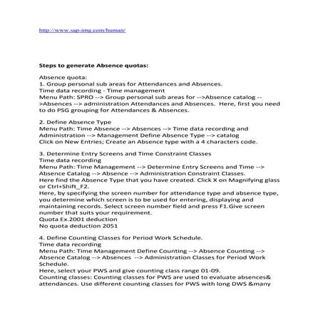 Steps to generate absence quotas