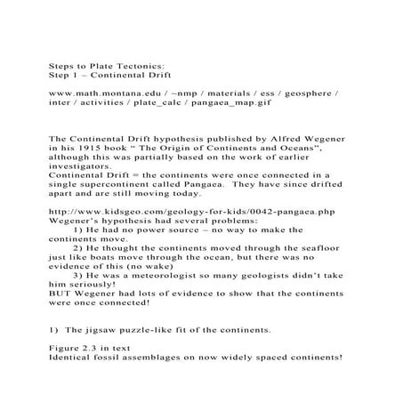 Steps to Plate TectonicsStep 1 – Continental Driftwww.mat.docx