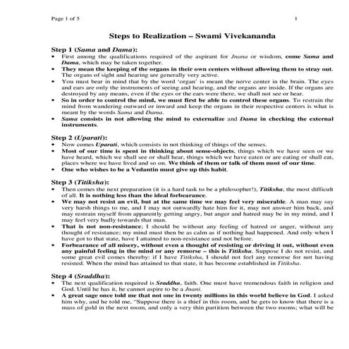 Steps to Realization (Swami Vivekanand)