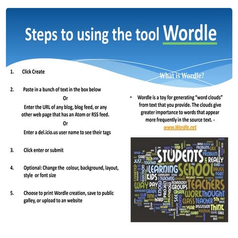 Steps to using the tool wordle