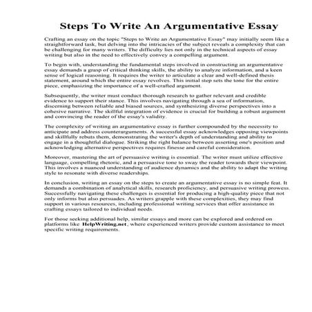 Steps To Write An Argumentative Essay | PDF