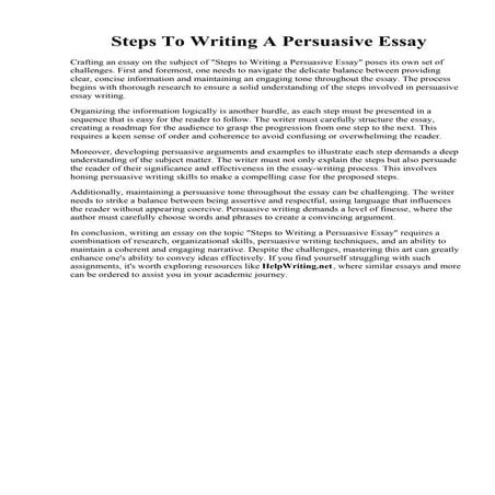 Steps To Writing A Persuasive Essay | PDF