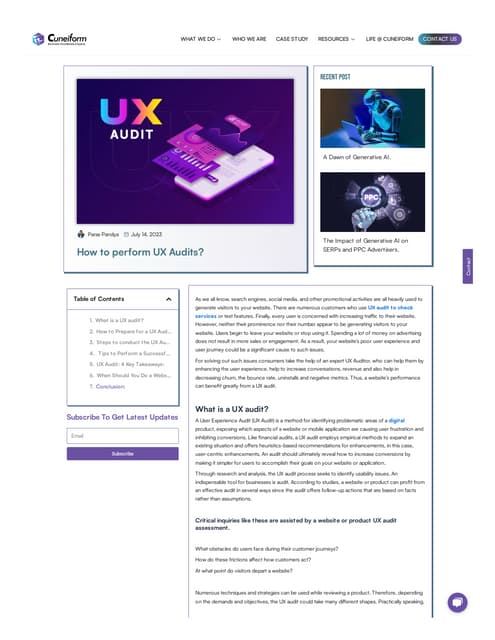 step to perform UX audits