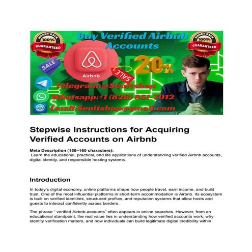 Stepwise Instructions for Acquiring Verified Accounts on Airbnb | PDF