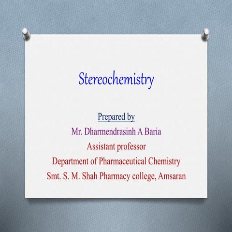 Basic aspects of Stereochemistry