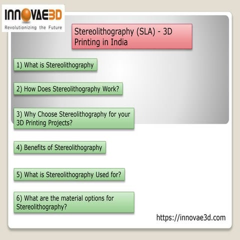 Stereolithography (sla)   3 d printing ppt