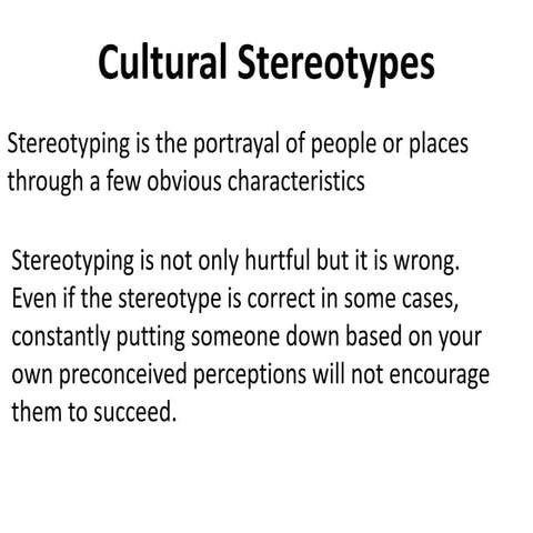 Stereotypes-description and analysis of stereotypes | PPTX